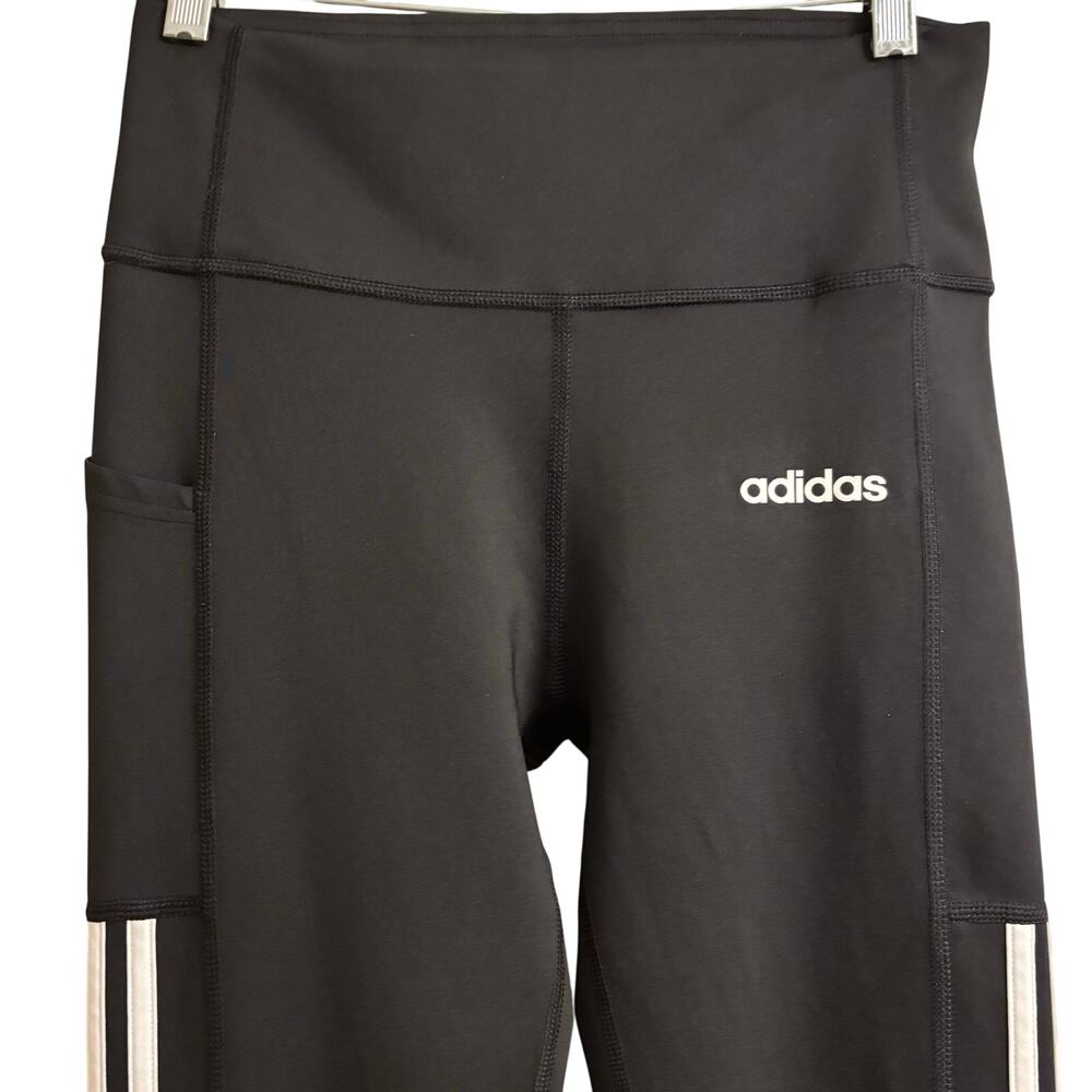 Adidas stripe leggings black white womens size medium Athleisure athletic wear